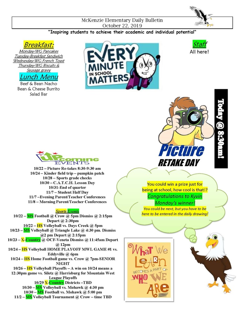 McKenzie Elementary Daily Bulletin October 22, 2019