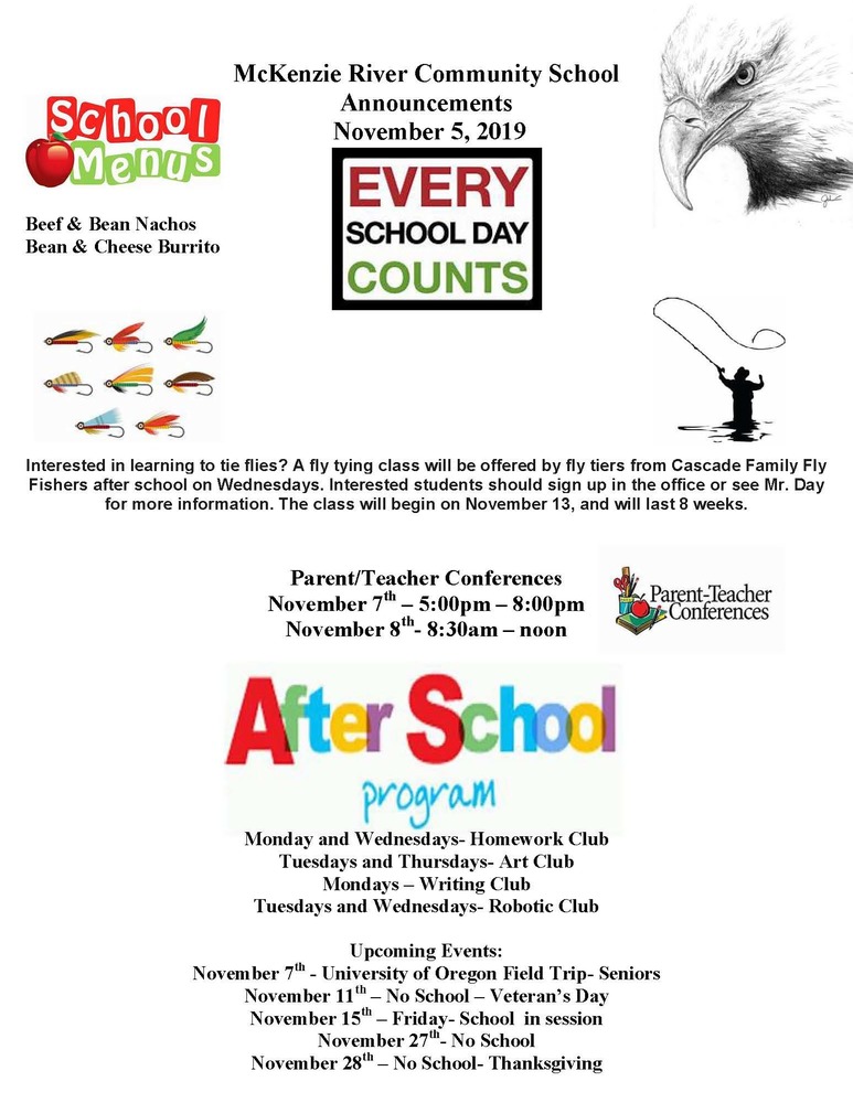 McKenzie River Community School Announcements November 5, 2019