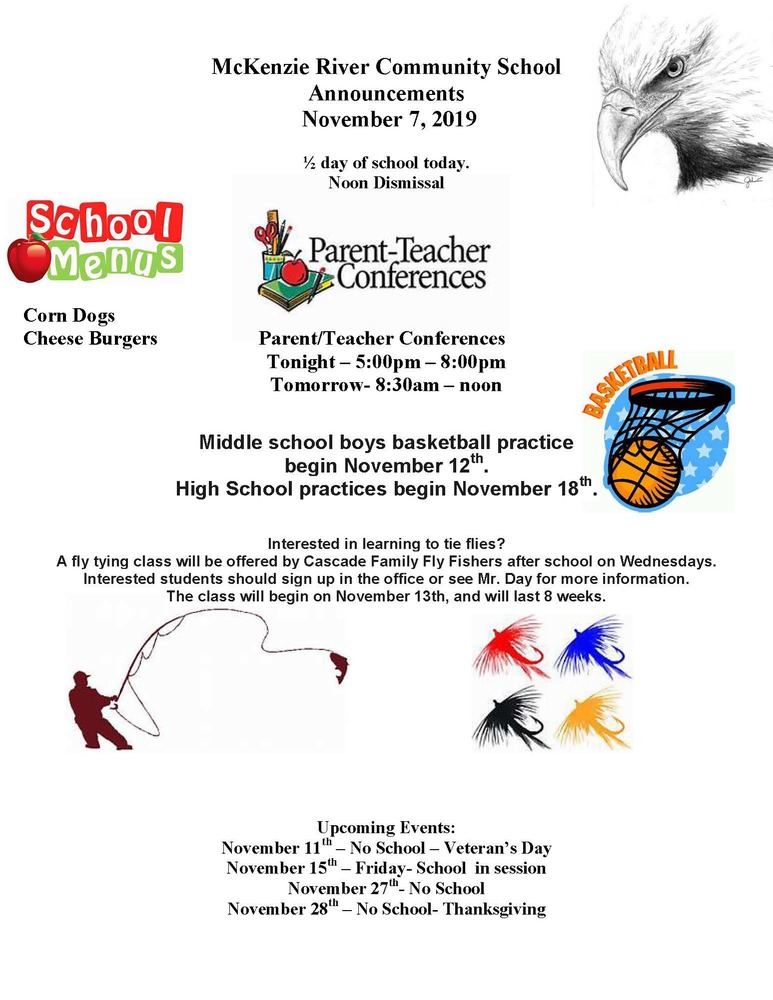 McKenzie River Community School Announcements November 7, 2019