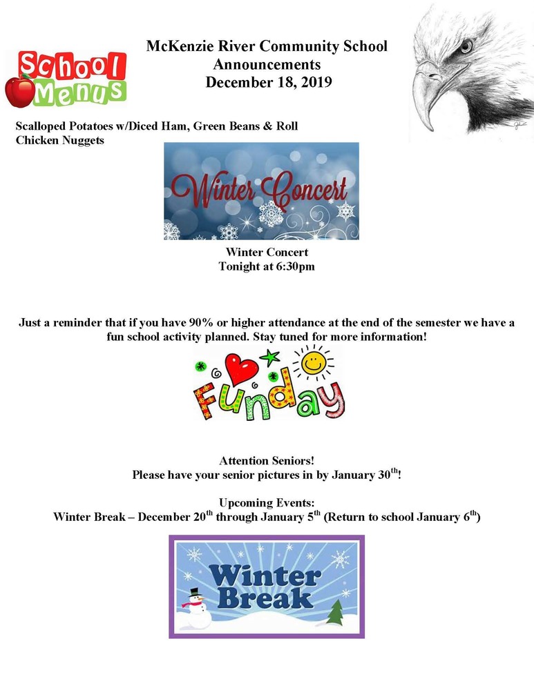 McKenzie River Community School Announcements December 18, 2019