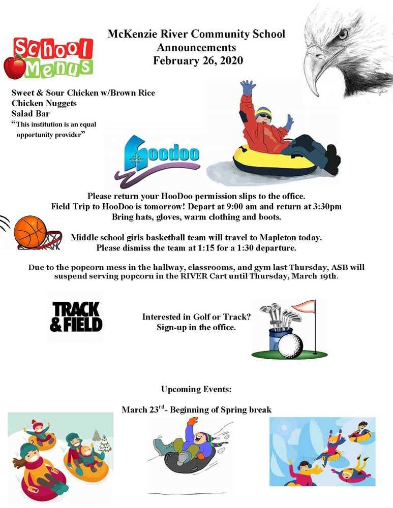 McKenzie River Community School Announcements February 26, 2020