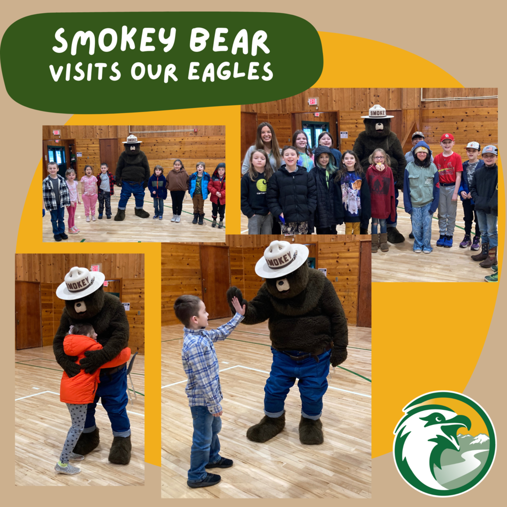 Our Eagles had a very special guest — Smokey Bear!  Smokey taught us many things about safety including being safe with matches, how to put out campfires, and how to be safe around all types of fires!  Thank you, Smokey Bear!