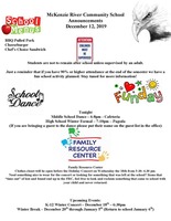 McKenzie River Community School Announcements December 12, 2019