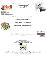 McKenzie River Community School Announcements June 4, 2019