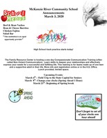 McKenzie River Community School Announcements March 3, 2020