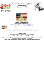 McKenzie River Community School Announcements December 10, 2019
