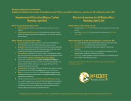 Supplemental Education Starts Today! Monday April 6th