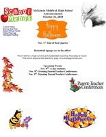 McKenzie Middle & High School Announcements October 31, 2018