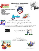 McKenzie River Community School Announcements February 24, 2020