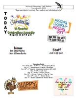 McKenzie Elementary Daily Bulletin November 20, 2018