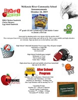 McKenzie River Community School Announcements October 24, 2019