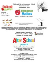 McKenzie River Community School Announcements November 6, 2019