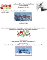 McKenzie River Community School Announcements December 18, 2019