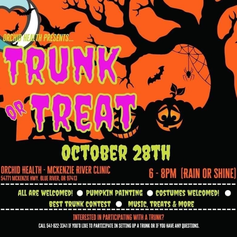 Trunk or Treat @ Orchid Health-McKenzie River Clinic 6-8pm on 10/28