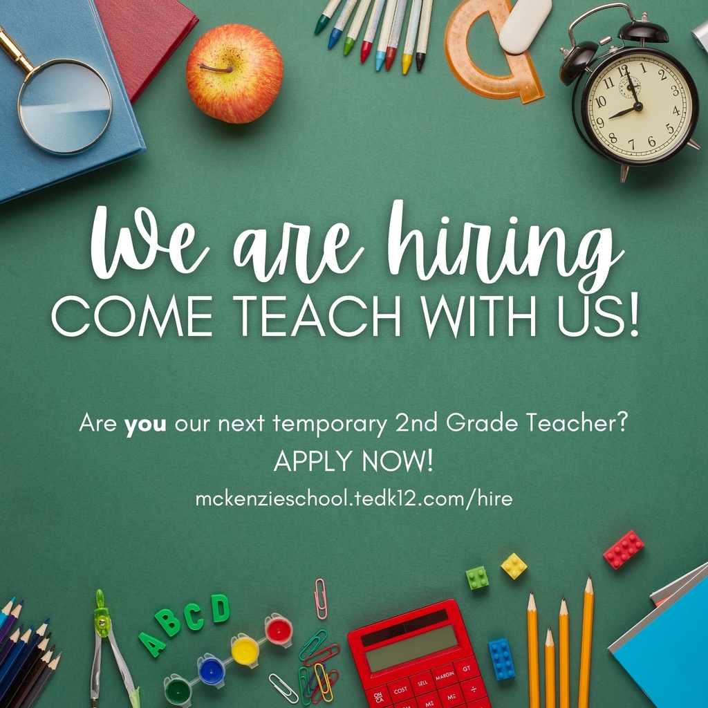 Are you our next temporary 2nd Grade Teacher? Come join the team! Apply online now at 