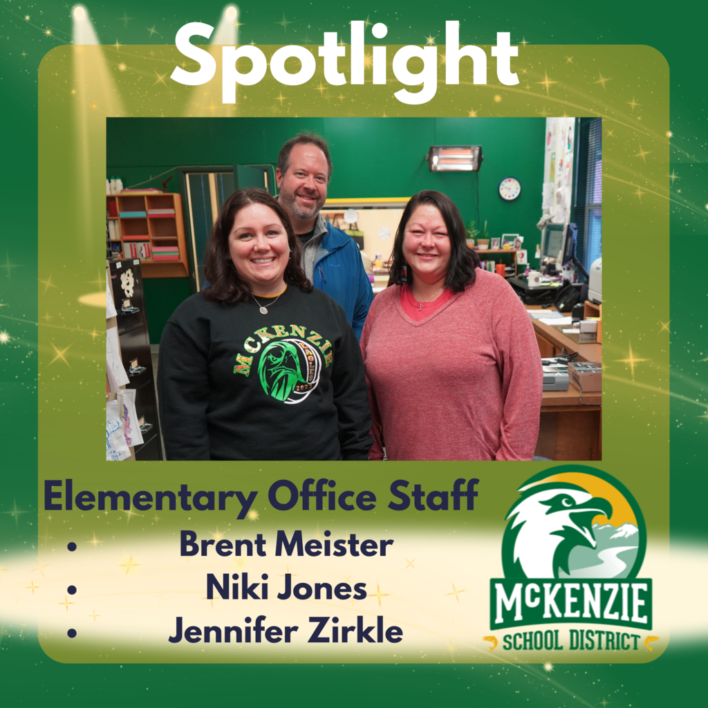 Elementary Spotlight! Our school has so many great teachers and staff members.This wonderful group of people runs the elementary daily with kindness and warmth. Niki Jones works hard as our K-6 Secretary; Jennifer Zirkle assists with office work and runs the health services for K-12; and Assistant Principal, Brent Meister, is also the Special Education Director. Our school really couldn't do it without each of you! Help us spotlight these valued team members by adding your comments below! Do you have a unique story about any of these Eagles?