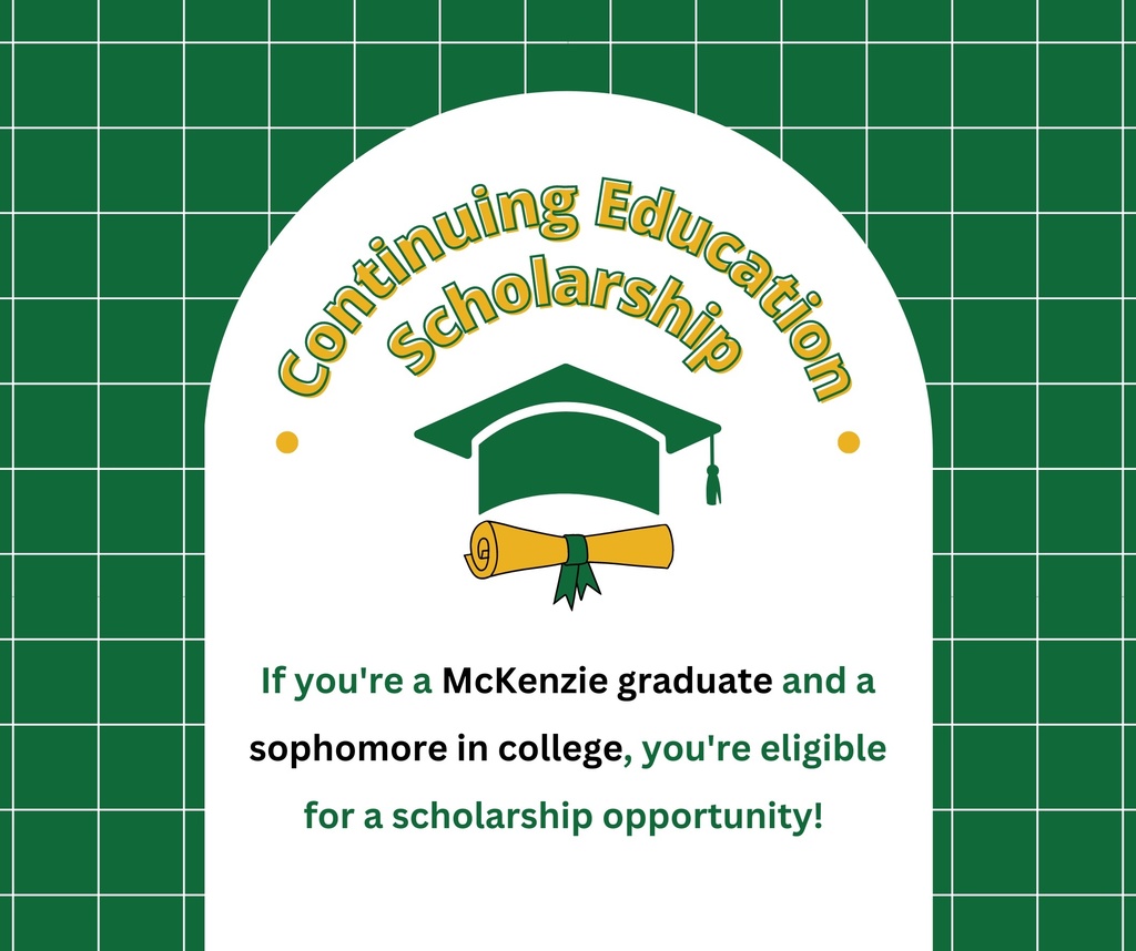 Are you a McKenzie graduate and now a sophomore in college? We have a continuing education scholarship opportunity through the Vida Community Center!  🎓 All you need to do is send us your name and email address!   🎓 You may contact the high school office by phone at (541)822-3313, text at (458)239-3718, or email at hsoffice@mckenziesd.org. We look forward to hearing from you.