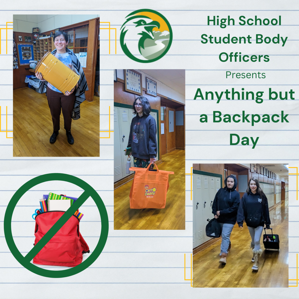 The last Wednesday of each month is a fun day here at Mckenzie! Our ASB chooses a dress-up day, and this past Wednesday was "Anything But a Backpack Day.”  A special thank you to our ASB and Advisor, Mrs. C, who have been mentoring the younger grades by starting up their student body officers!   Watch out for more photos of our Eagles in action.​​