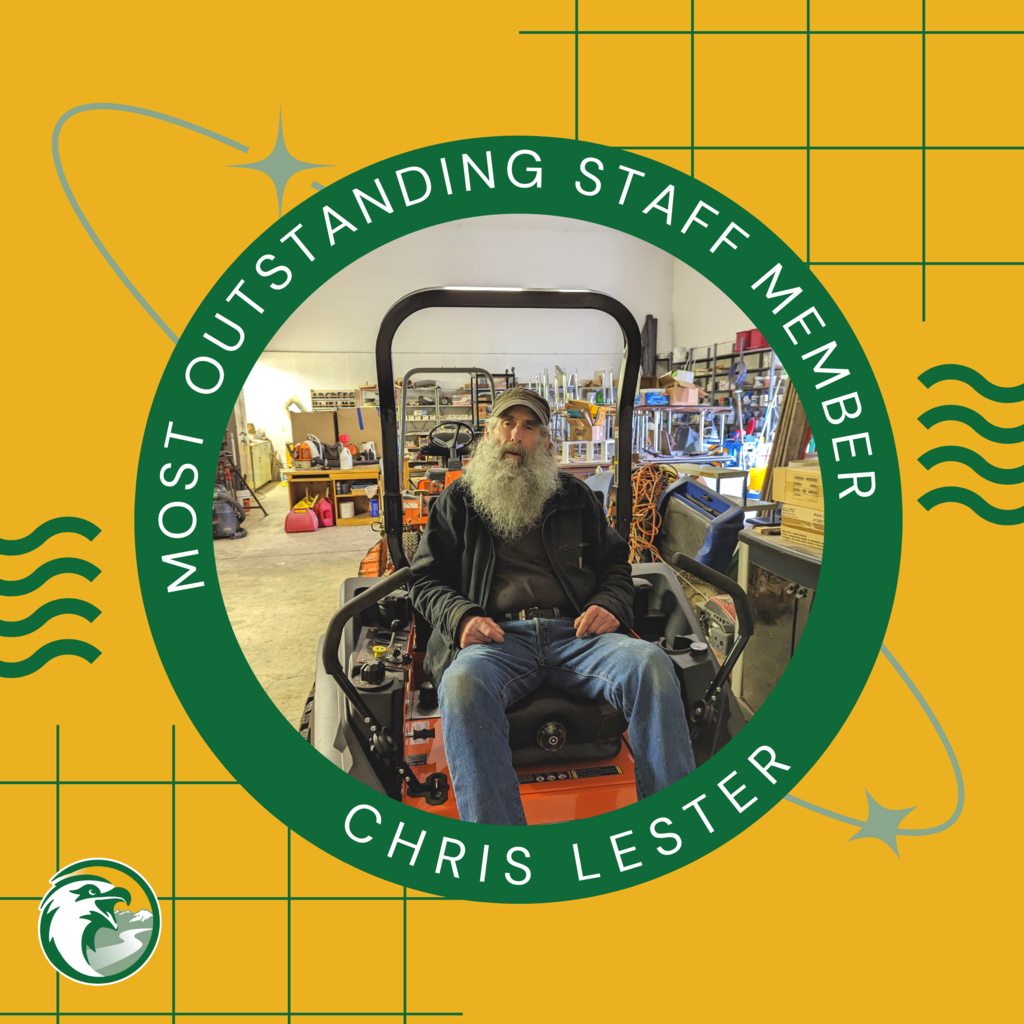 Congratulations to Chris Lester on being our Outstanding Staff Member!   One colleague had this to say about him, " As a maintenance worker, Chris is committed to ensuring that our school's facilities are top-notch. He is a reliable team player who takes on any task, from repairing broken furniture to installing new devices and modifying desks and furniture. Chris embodies our school's mission of guiding the next generation by creating a safe and comfortable learning environment. His dedication to his work ensures that our students and staff can focus on learning and growth."  Thank you for all you hard work! Way to go Chris!