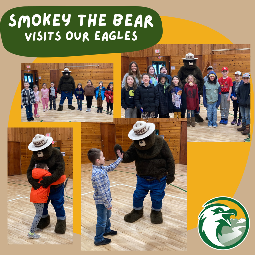 Our Eagles had a very special guest — Smokey the Bear!   Smokey taught us many things about safety including being safe with matches, how to put out campfires, and how to be safe around all types of fires!   Thank you, Smokey the Bear!