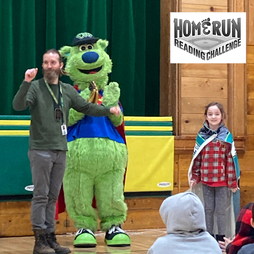 Last week we welcomed Sluggo!   We are kicking off the Home Run Reading Challenge hosted by the Eugene Emeralds. (Will tag them)  "Sluggo's Home Run Reading Challenge, presented by Kendall Auto Group and Wildish, is an incentive-based program that is completely FREE for local schools and can be adapted to any grade level.” For more info, click here: https://www.milb.com/eugene/community/read  Thank you, Sluggo, for coming out to kick-off this worthwhile challenge with our Eagles! Play ball — and read!