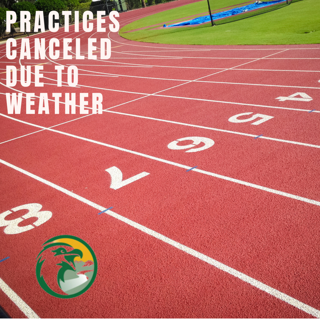 All Track practices are cancelled for today due to thunderstorms.