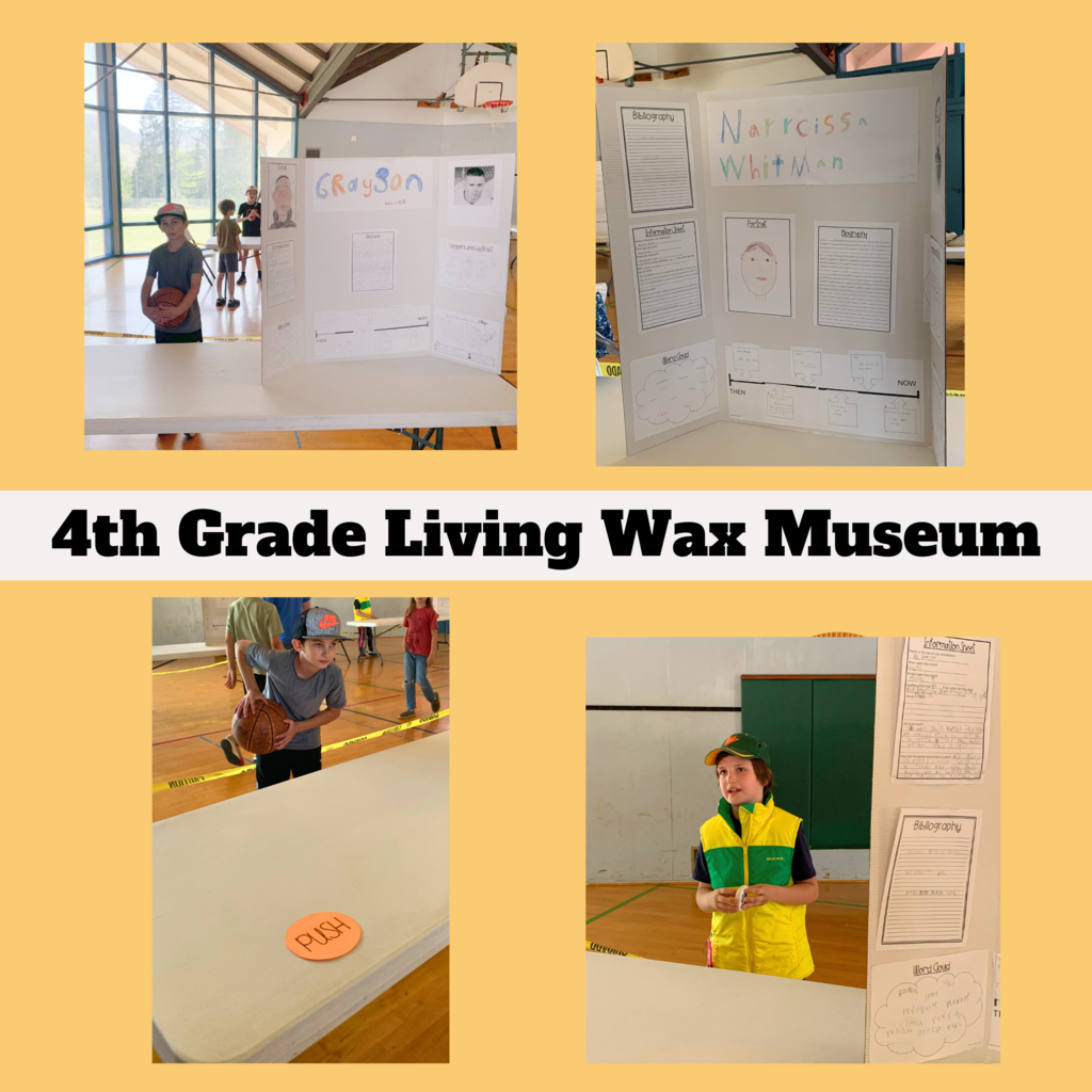 Check out the amazing Living Wax Museum exhibit that took place in our 4th-grade class!   Each student picked a famous person to research and presented their work in an exhibit that functioned as a "wax museum." Visitors could listen to a short biography by pressing a button at each table.   The students did an incredible job, and Mrs. Harshbarger is thrilled to showcase their hard work. Go Eagles!